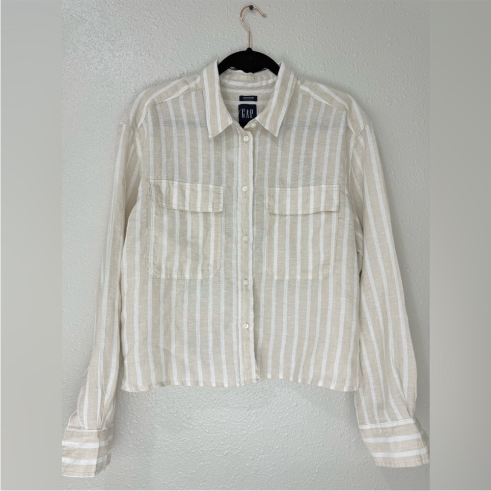 GAP Light Tan Striped Shirt